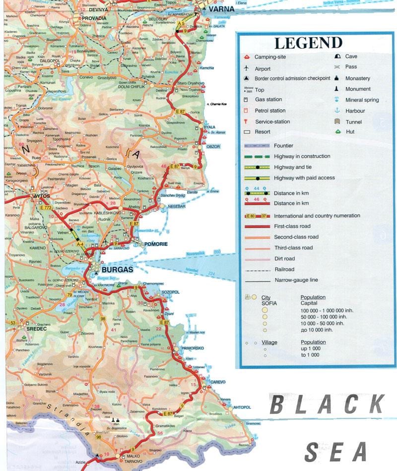 Bulgarian lanmè nwa kòt la kat jeyografik